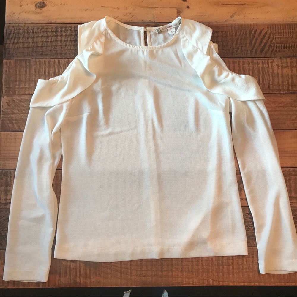 CHELSEA & VIOLET Cold Shoulder Top with Ruffles